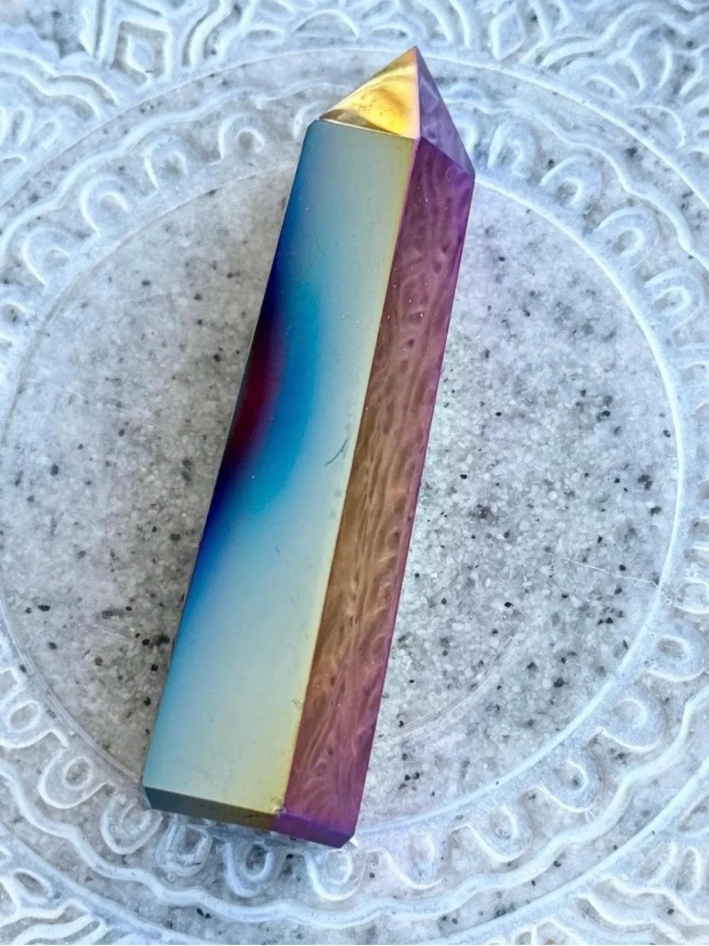 Titanium Rainbow Aura Quartz Tower, Wandering Bunny LLC